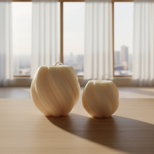 Spiral Round Candle - set of 2